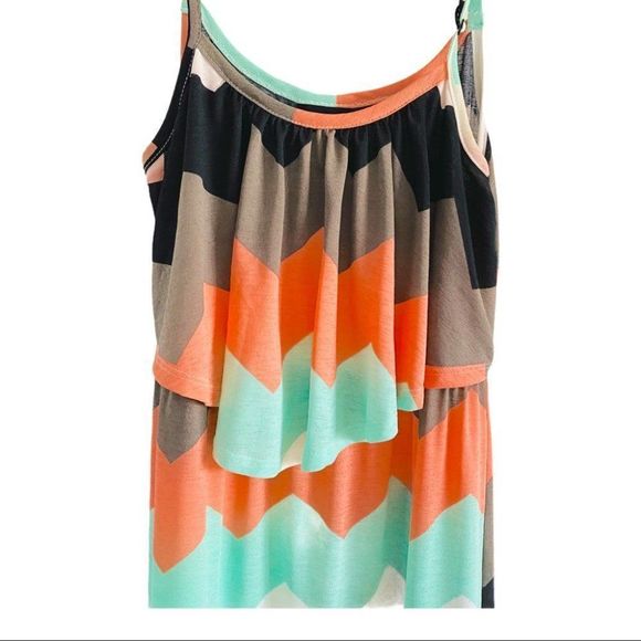 Rue 21 Chevron print neutral size small maxi dress - Picture 2 of 4